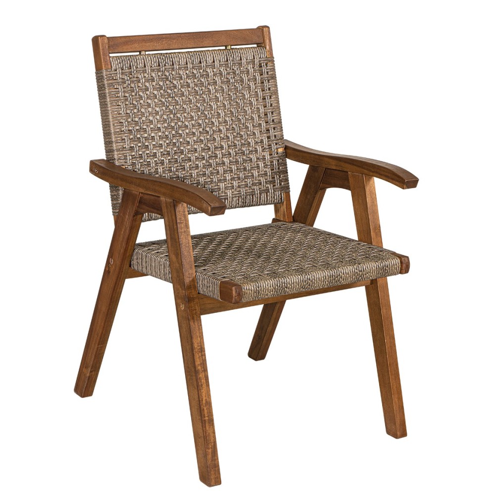 Πολυθρόνα Acacia Wood με φυσικό Rattan