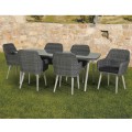 Grigio τραπεζαρία 7 τεμάχια wicker με σκελετό αλουμινίου σε γκρι λευκό χρώμα