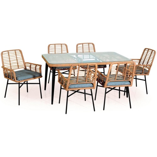 Rose set τραπεζαρία κήπου μεταλλική wicker σετ 7 τεμάχια Rose set τραπεζαρία κήπου μεταλλική wicker σετ 7 τεμάχια