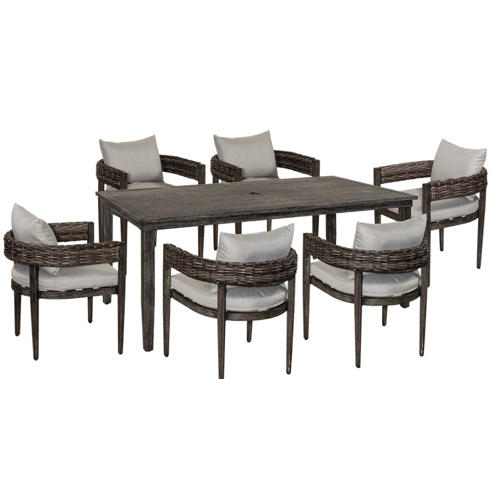 SKIATHOS Τραπεζαρία Rattan-Αλουμίνιο Σετ 7 Τεμαχίων 183 x 101,5 x 76(h)cm SKIATHOS Τραπεζαρία Rattan-Αλουμίνιο Σετ 7 Τεμαχίων 183 x 101,5 x 76(h)cm