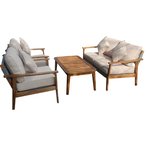 Σαλόνι Lounge Set Acacia ξύλινο με σχοινί