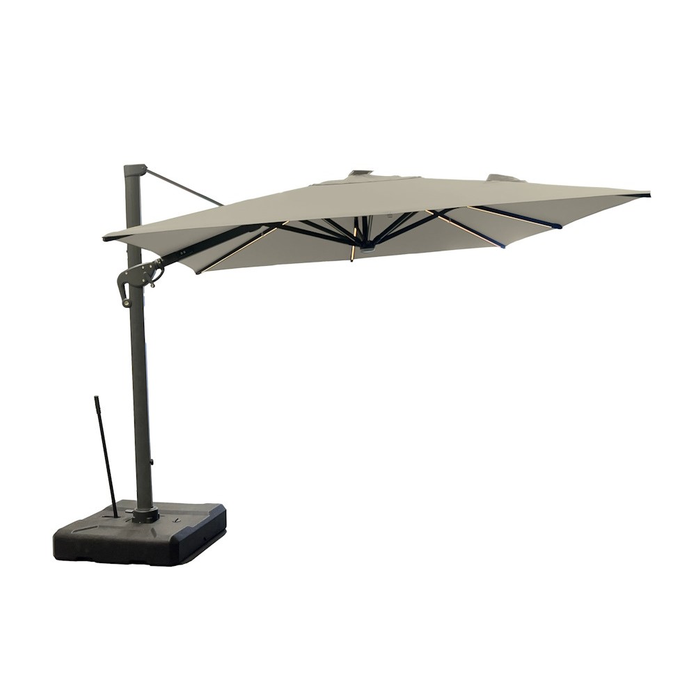 Roma/C DELUXE 3x3m, Γωνιακή Ομπρέλα Αλουμινίου με φως