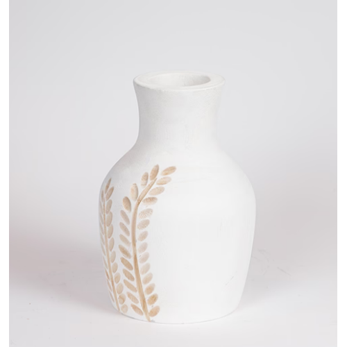 Βάζο ξύλινο λευκό φυσικό 15x15x25cm