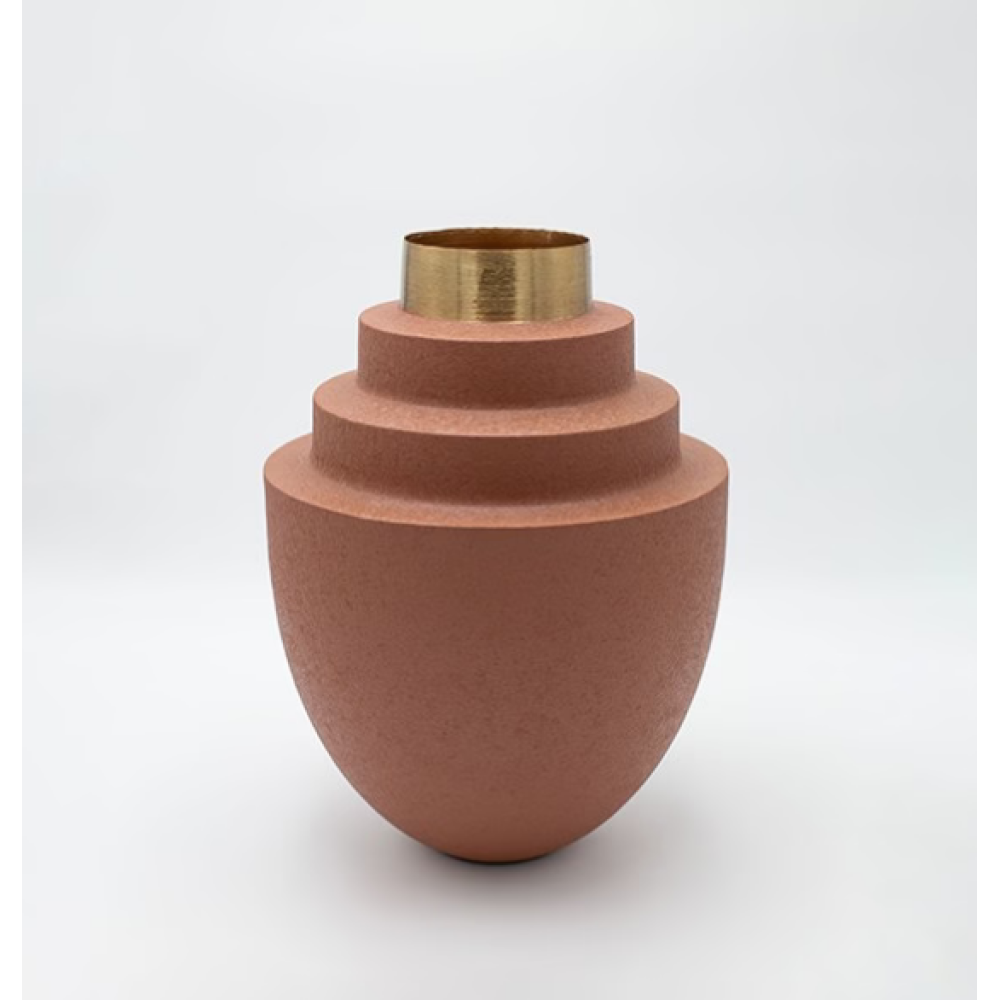 Βάζο μεταλλικό κεραμιδί χρυσό 26x26x34cm