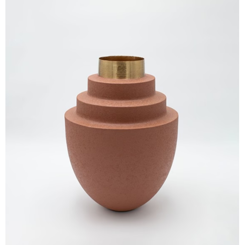 Βάζο μεταλλικό κεραμιδί χρυσό 26x26x34cm