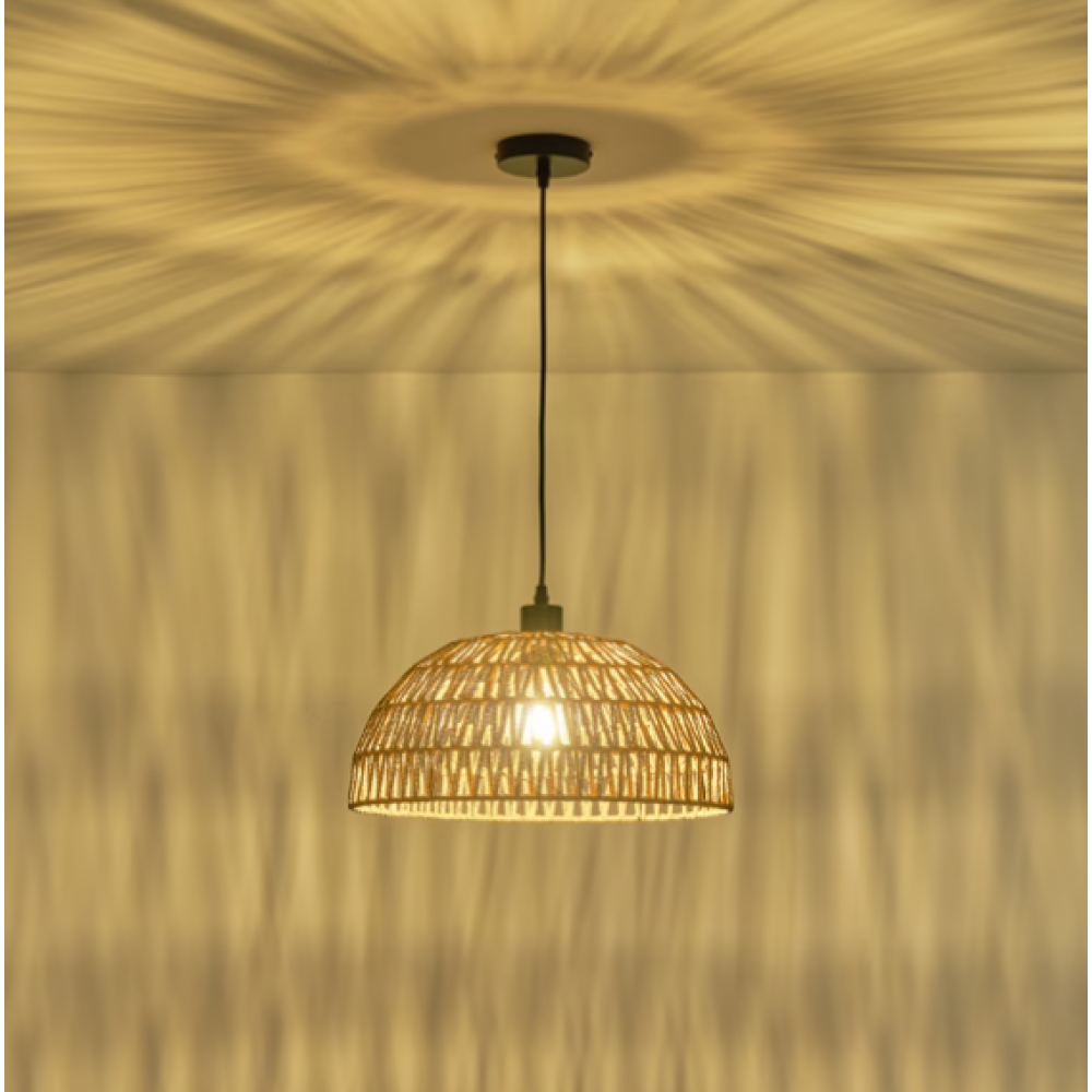 Φωτιστικό κρεμαστό ραττάν μονόφωτο καφέ arte illumina brezza Φωτιστικό κρεμαστό ραττάν μονόφωτο καφέ arte illumina brezza
