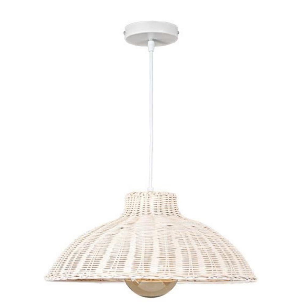 Φωτιστικό κρεμαστό μονόφωτο rattan λευκό arte illumina Kai Φωτιστικό κρεμαστό μονόφωτο rattan λευκό arte illumina Kai