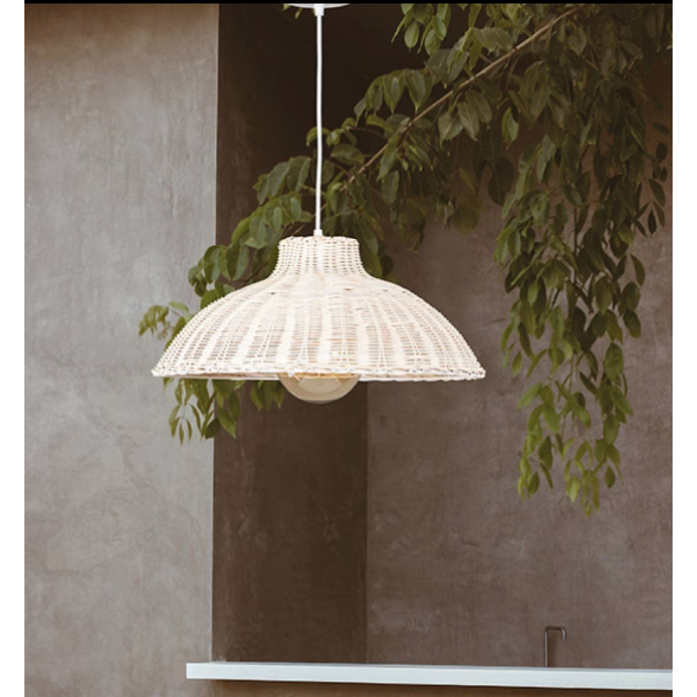 Φωτιστικό κρεμαστό μονόφωτο rattan λευκό arte illumina Kai Φωτιστικό κρεμαστό μονόφωτο rattan λευκό arte illumina Kai