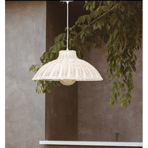 Φωτιστικό κρεμαστό μονόφωτο rattan λευκό arte illumina Kai