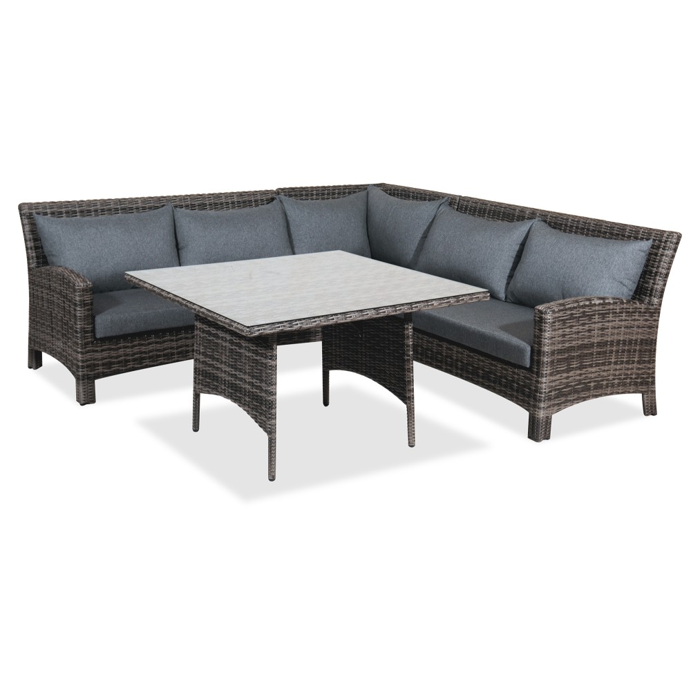 Edge γωνιακό σαλόνι τραπεζαρία αλουμινίου wicker σε καφέ χρώμα Edge γωνιακό σαλόνι τραπεζαρία αλουμινίου wicker σε καφέ χρώμα