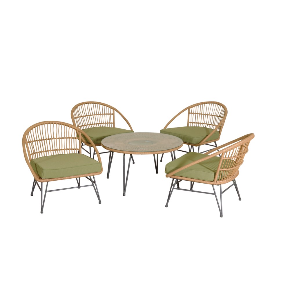 Foxy set σαλόνι κήπου μεταλλικό wicker σετ 5 τεμάχια