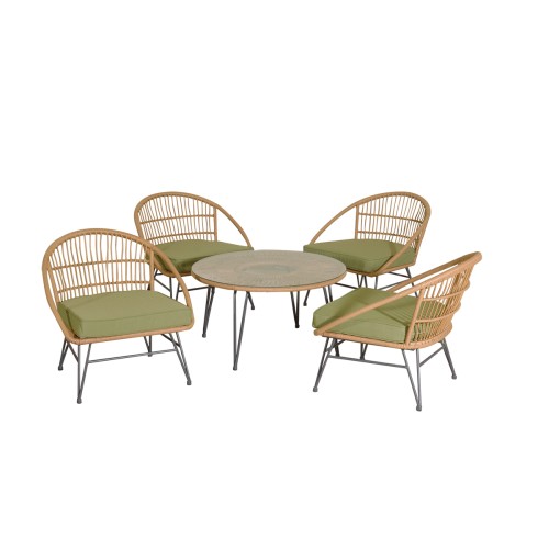 Foxy set σαλόνι κήπου μεταλλικό wicker σετ 5 τεμάχια