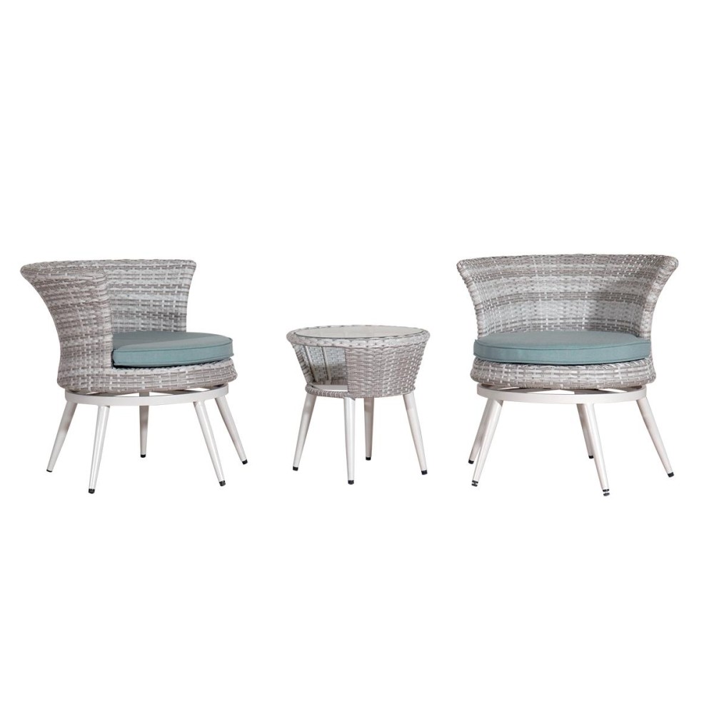 Mini set καθιστικό κήπου γκρι wicker σετ 3 τεμάχια Mini set καθιστικό κήπου γκρι wicker σετ 3 τεμάχια