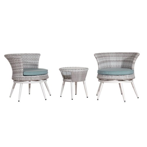 Mini set καθιστικό κήπου γκρι wicker σετ 3 τεμάχια 