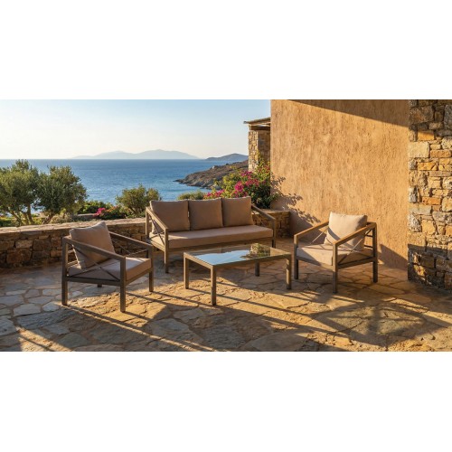 Καθιστικό Σετ San Marino Αλουμινίου Mε Ξύλο Teak ,4 Τεμαχίων Καθιστικό Σετ San Marino Αλουμινίου Mε Ξύλο Teak ,4 Τεμαχίων