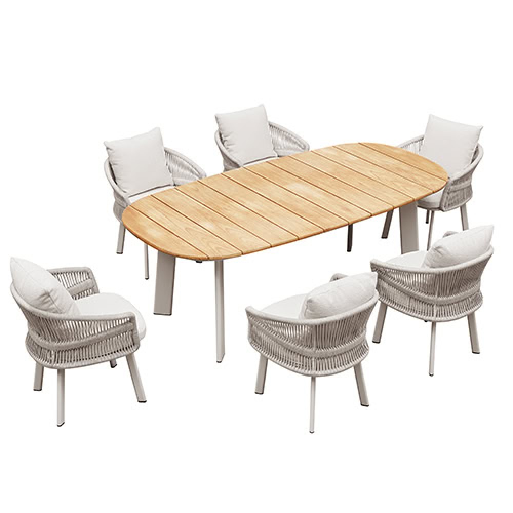 Aio/D7 Taupe, Dining set 7 τεμαχίων