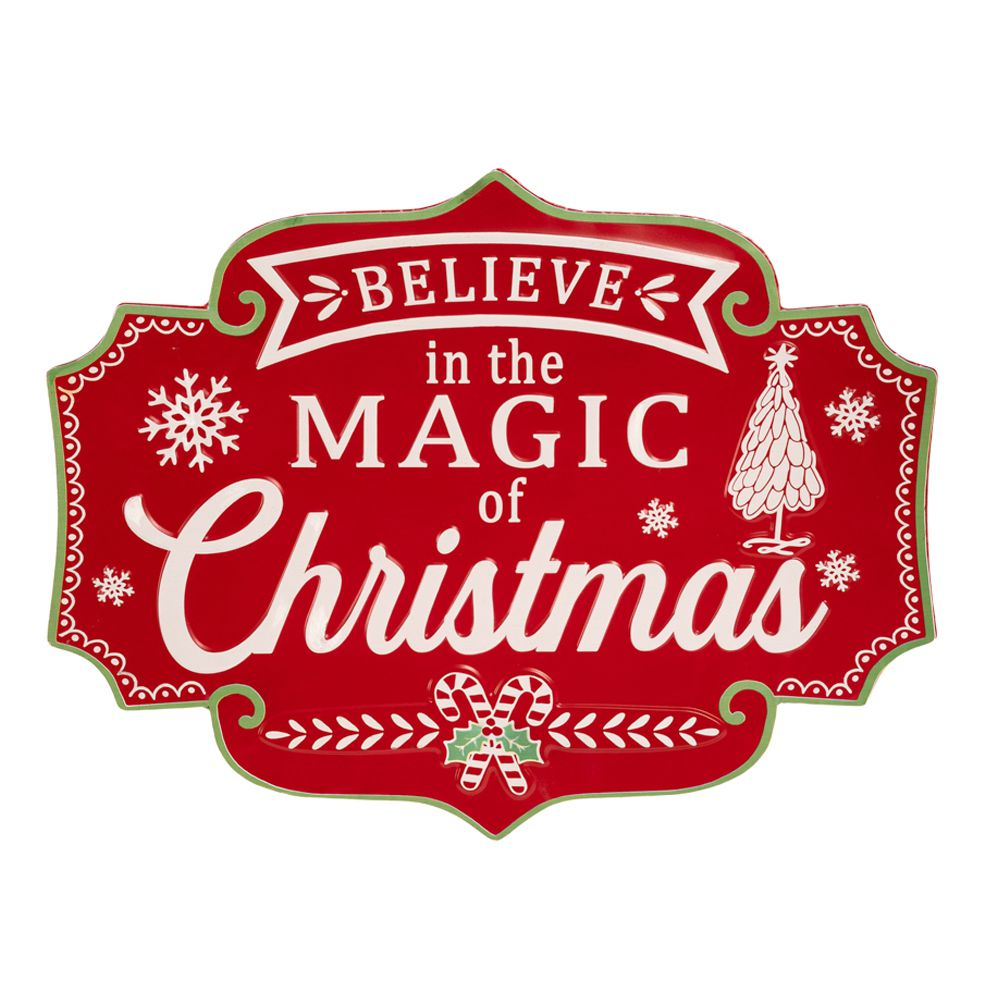 Κόκκινη μεταλλική ταμπέλα Magic Christmas 61X46cm