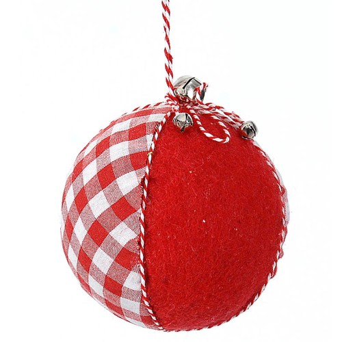 Μπάλα κόκκινο - λευκό καρό ύφασμα με σχοινί 11εκ Μπάλα κόκκινο - λευκό καρό ύφασμα με σχοινί 11εκ