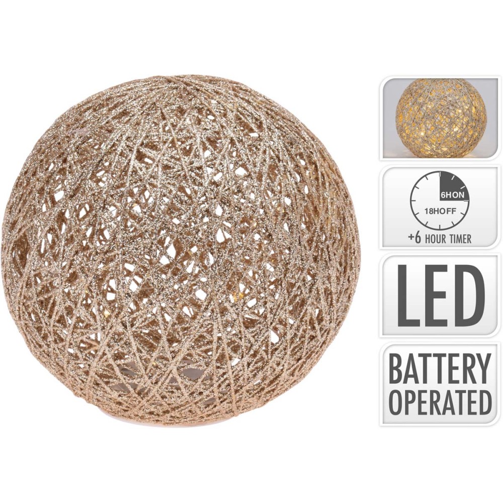 Διακοσμητική Μπάλα Χρυσή με Glitter LED 20cm. Διακοσμητική Μπάλα Χρυσή με Glitter LED 20cm.