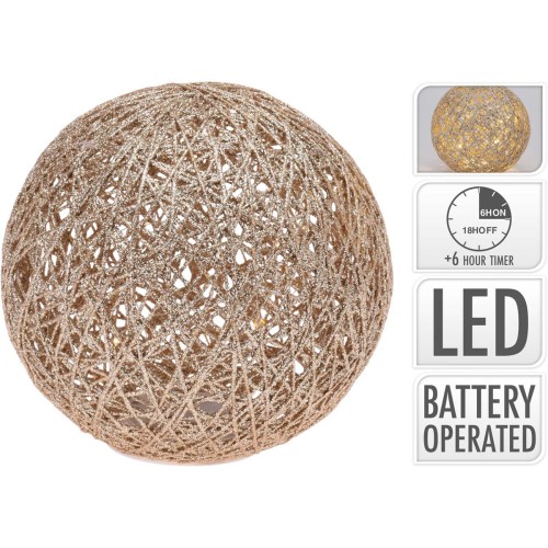 Διακοσμητική Μπάλα Χρυσή με Glitter LED 20cm. Διακοσμητική Μπάλα Χρυσή με Glitter LED 20cm.