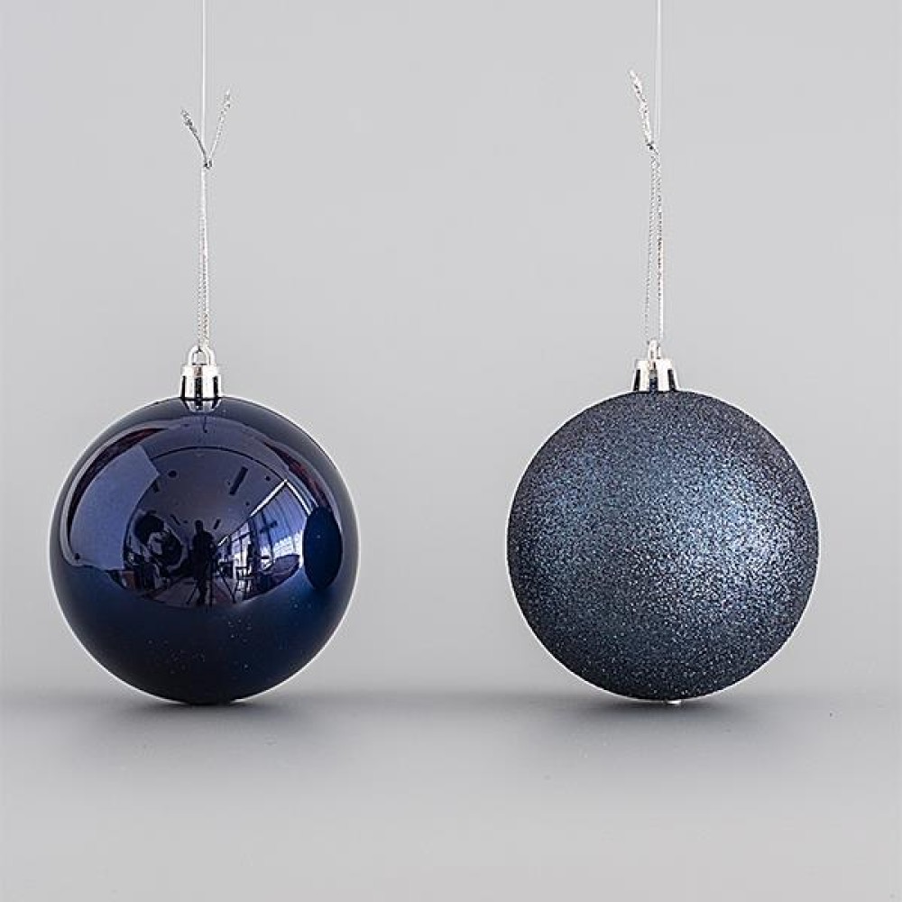 Μπάλα 8cm σκούρο μπλε set 6τμχ 3 γυαλιστερές 3 glitter Μπάλα 8cm σκούρο μπλε set 6τμχ 3 γυαλιστερές 3 glitter