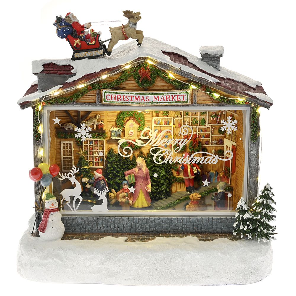 Φωτιζόμενο μαγαζί christmas market με κίνηση και μουσική 27εκ. Φωτιζόμενο μαγαζί christmas market με κίνηση και μουσική 27εκ.