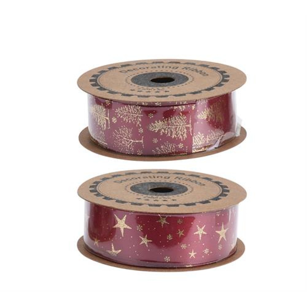 Κορδέλα 2.5cm x 5μ.,Κόκκινη/Χρυσή, 2 σχέδια. Κορδέλα 2.5cm x 5μ.,Κόκκινη/Χρυσή, 2 σχέδια.