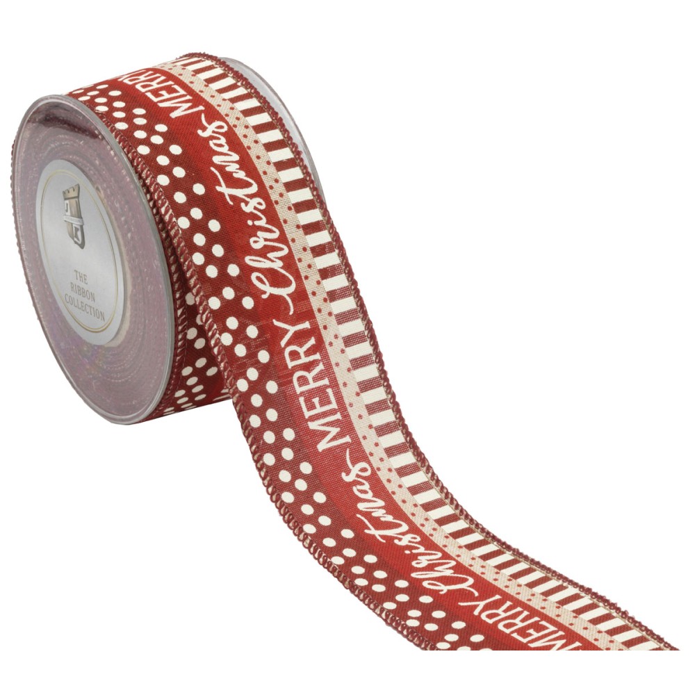 Κορδέλα dots stripe Christmas κόκκινη 6Χ9μέτρα