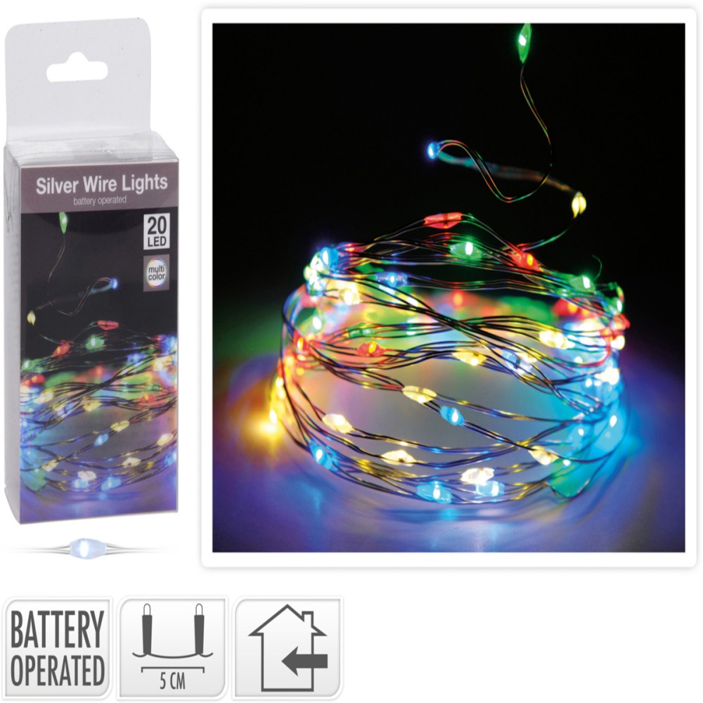 20 Λαμπάκια Led Μπαταρίας πολύχρωμα με σύρμα 20 Λαμπάκια Led Μπαταρίας πολύχρωμα με σύρμα