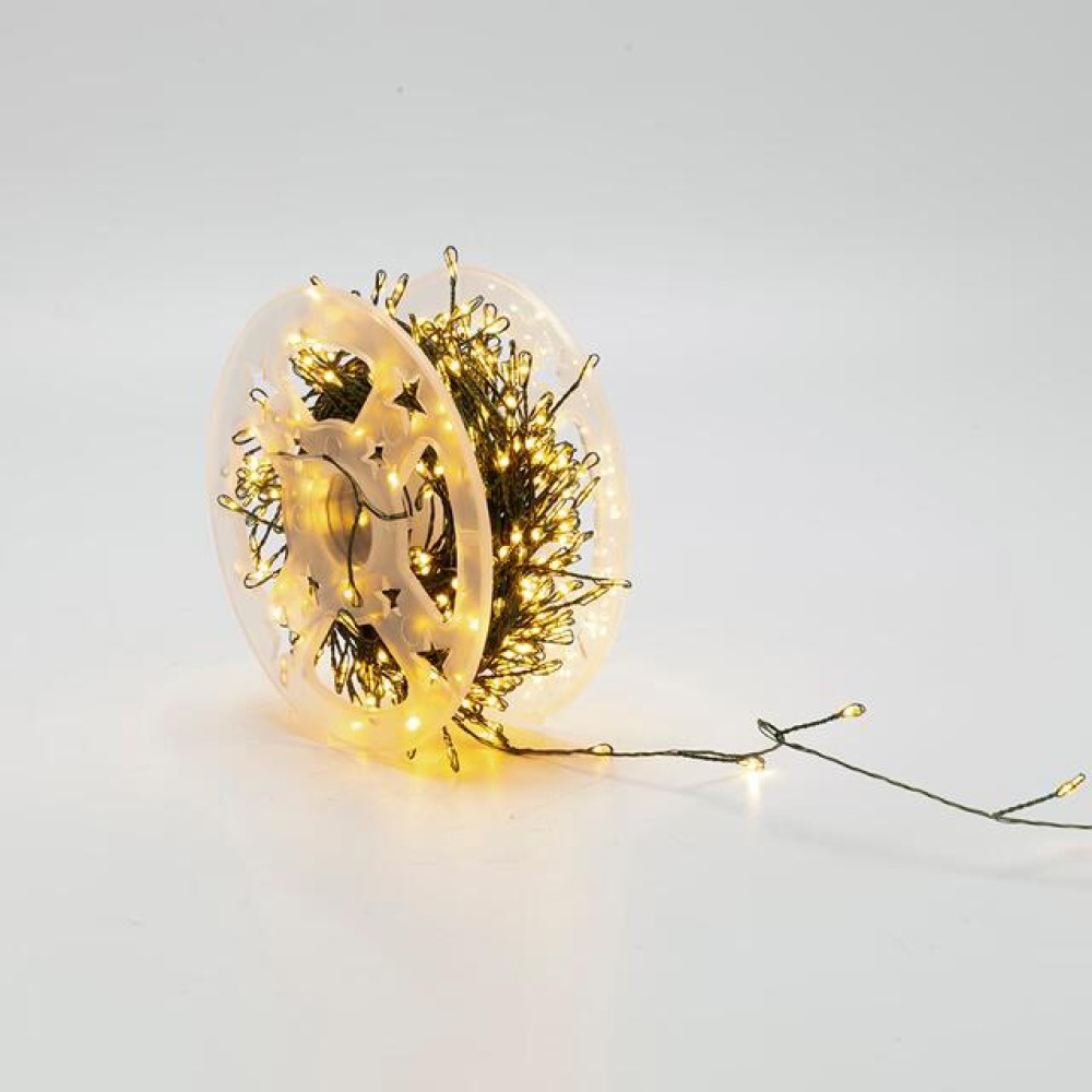 400 mini led cluster πράσινο καλώδιο θερμό-λευκό led 20m