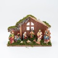 Φάτνη ξύλινη με φιγούρες resin 9 τεμάχια 30x10x20cm Φάτνη ξύλινη με φιγούρες resin 9 τεμάχια 30x10x20cm