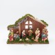 Φάτνη ξύλινη με φιγούρες resin 9 τεμάχια 30x10x20cm