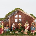 Φάτνη ξύλινη με φιγούρες resin 9 τεμάχια 30x10x20cm Φάτνη ξύλινη με φιγούρες resin 9 τεμάχια 30x10x20cm