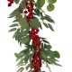 Γιρλάντα πράσινη με βελούδινα κόκκινα berries 174εκ