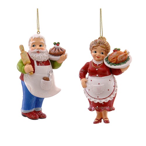 Στολίδι Mr and Mrs Santa μ΄άγειρες resin 10,80εκ σε δύο σχέδια