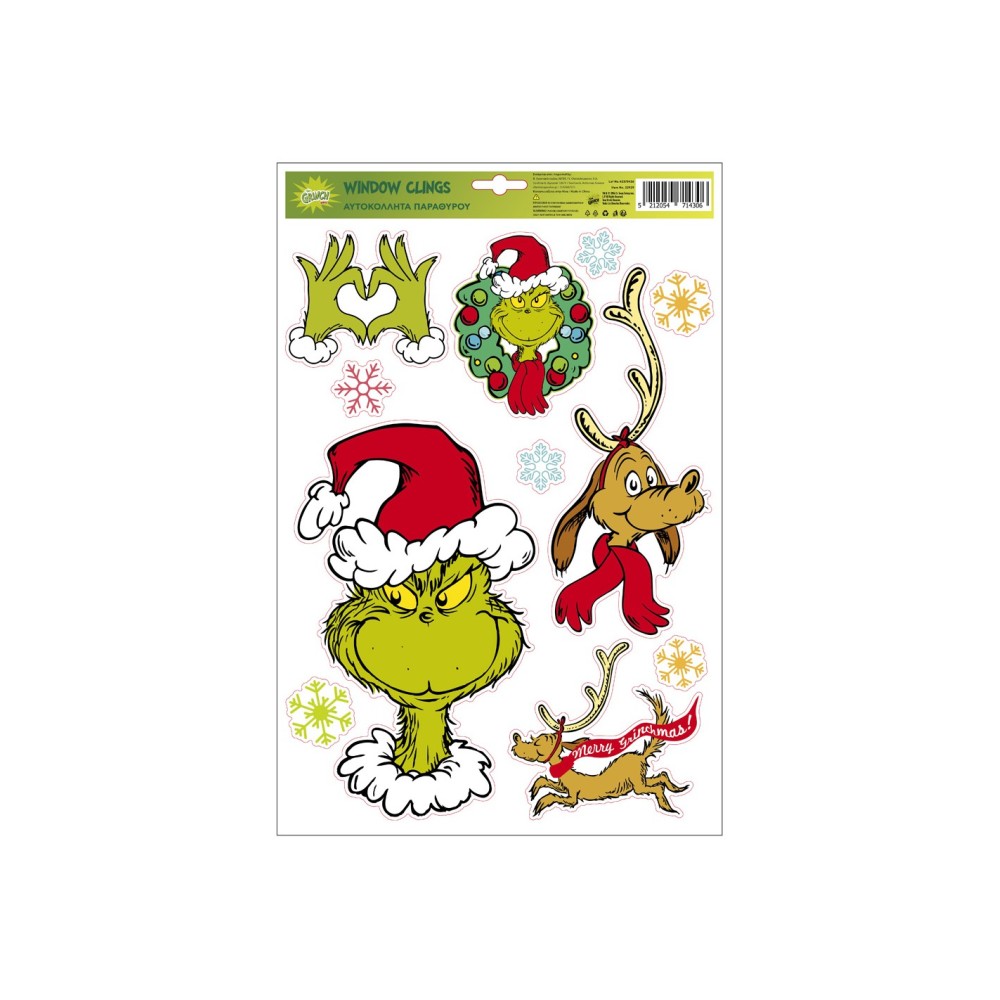 Αυτοκόλλητα Παραθύρου Grinch σε 2 σχέδια 40εκ
