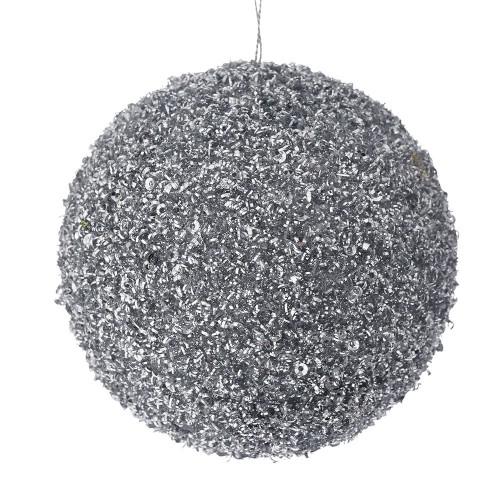 Μπάλα foam glitter ασημί 12εκ.