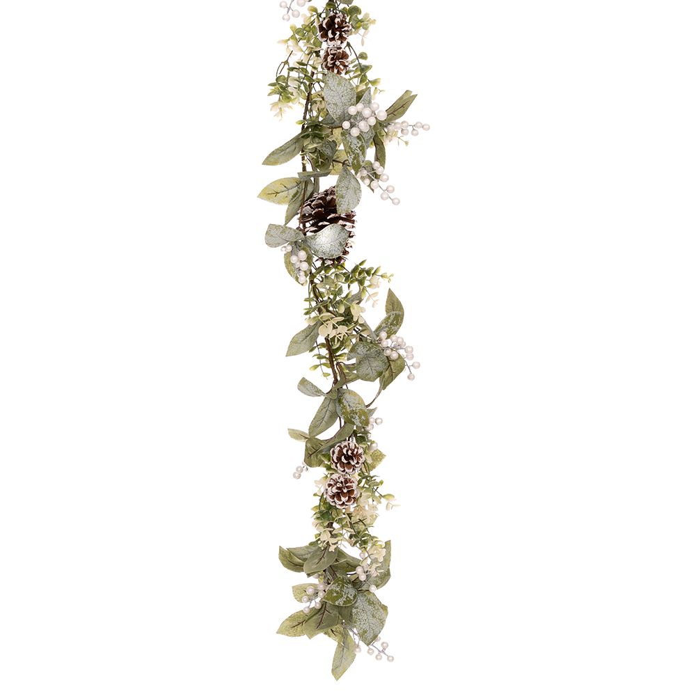 Γιρλάντα με κουκουνάρια και λευκά berries 150εκ