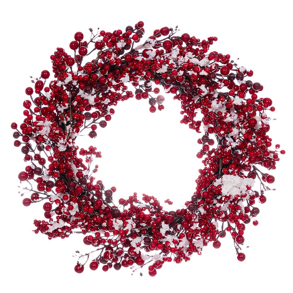 Στεφάνι με κόκκινα berries και χιόνι 55εκ. Στεφάνι με κόκκινα berries και χιόνι 55εκ.