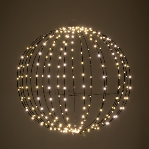 Μαύρη μεταλλική μπάλα Φ50εκ με 320LED λαμπάκια λευκό/θερμό 