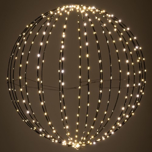 Μαύρη μεταλλική μπάλα Φ60εκ με 400LED λαμπάκια λευκό/θερμό 