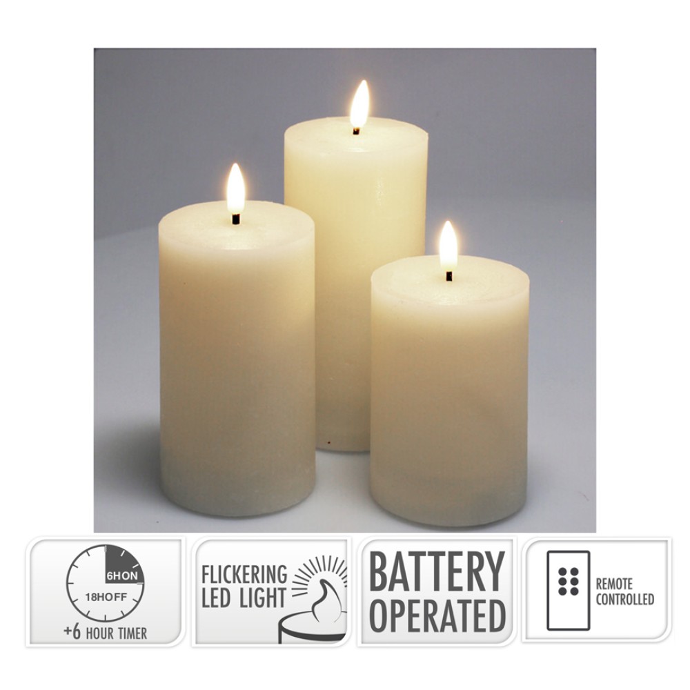 Σετ/3 κεριά led 7.5x10cm-12.5cm-15cm control & timer, εκρού Σετ/3 κεριά led 7.5x10cm-12.5cm-15cm control & timer, εκρού