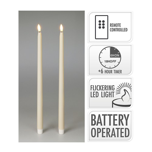 Σετ 2 led κεριά Βιέννης 27cm,control & timer 2 χρώματα
