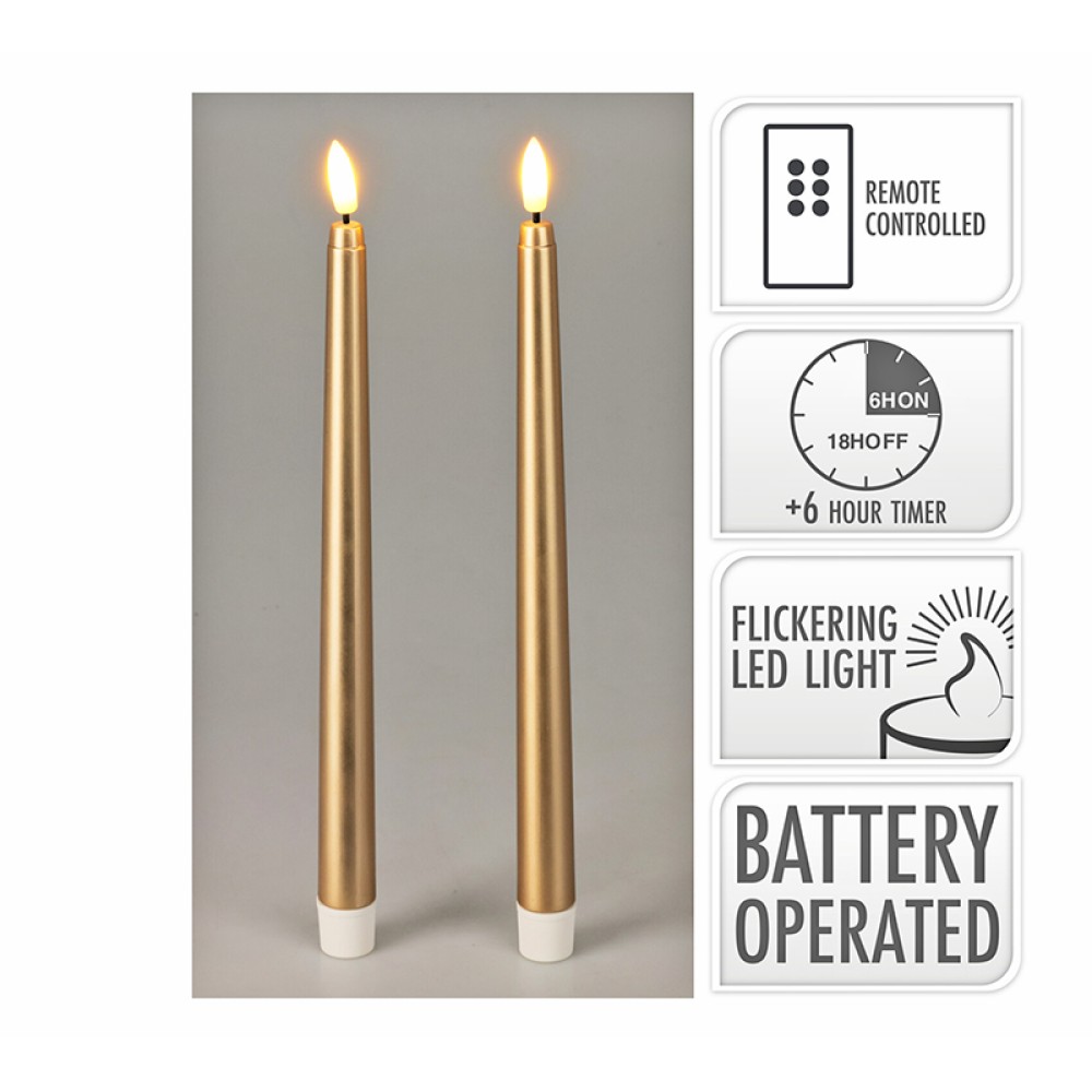 Σετ 2 led κεριά Βιέννης 27cm,control & timer 2 χρώματα