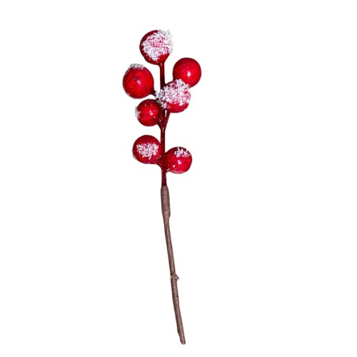 Διακοσμητικό κλαδί με κόκκινα berries 16εκ σετ 6