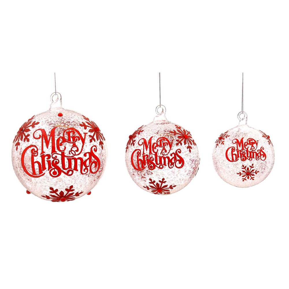 Μπάλα γυάλινη με λογότυπο "Merry Christmass" σε 2 μεγέθη