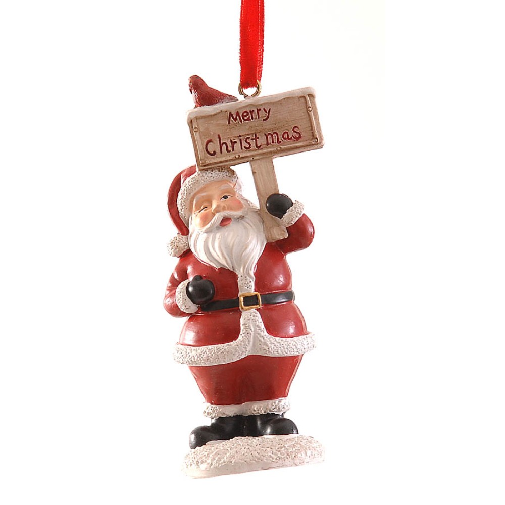 Στολίδι Άγιος Βασίλης πολυρεζίν με ταμπέλα Merry Christmass 11,50cm Στολίδι Άγιος Βασίλης πολυρεζίν με ταμπέλα Merry Christmass 11,50cm