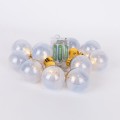 10 LED Διακοσμητικές Μπάλες Με Ασημί Ύφασμα, Μπαταρίας.