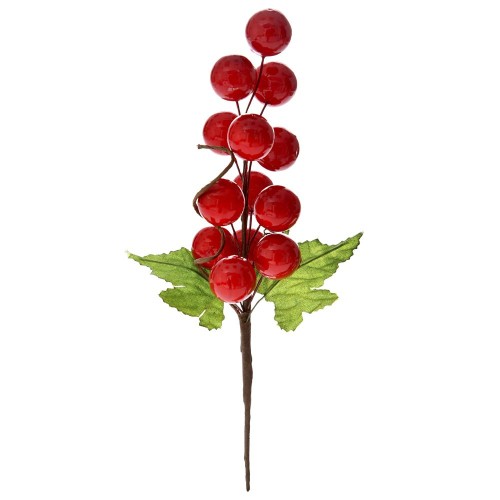 Κλαδί χριστουγεννιάτικο πικ με κόκκινα berries 23εκ
