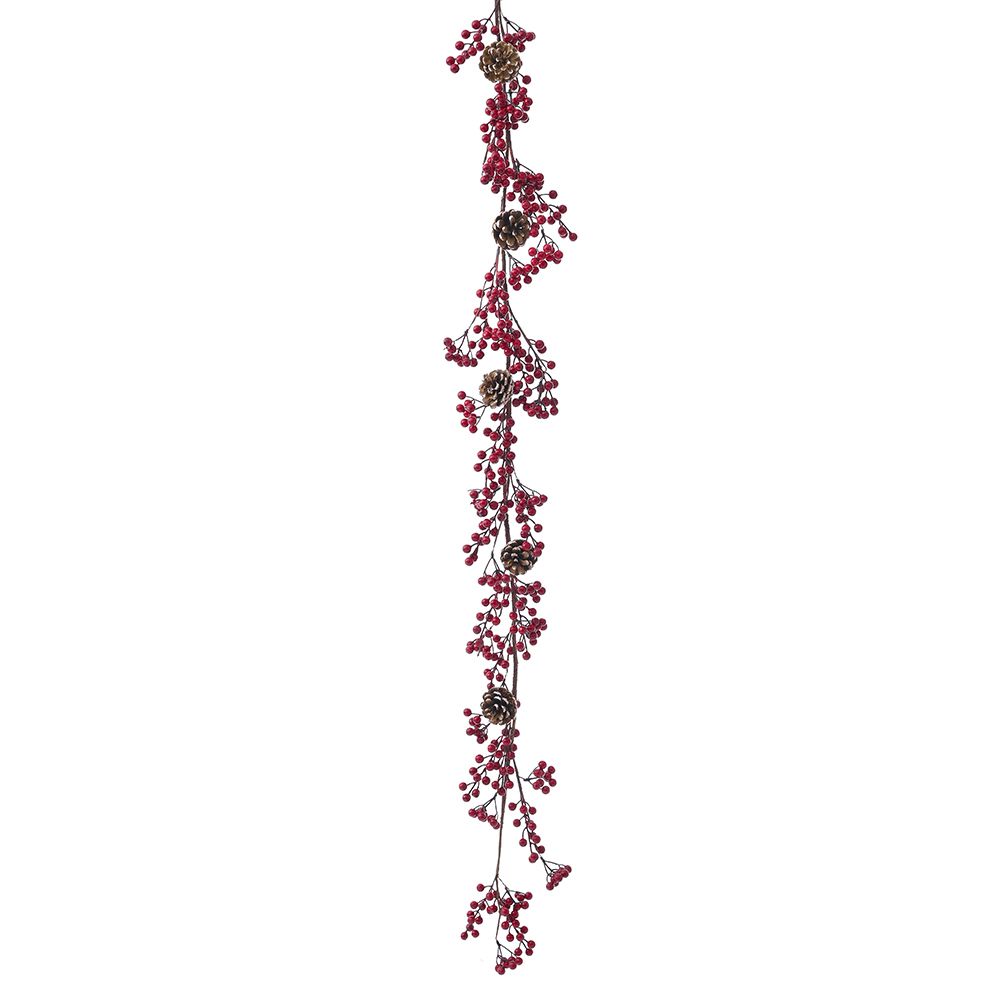 Γιρλάντα με κόκκινα berries και κουκουνάρια 150εκ. Γιρλάντα με κόκκινα berries και κουκουνάρια 150εκ.
